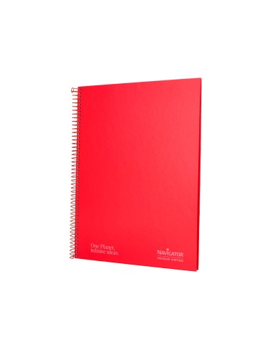 Cuaderno espiral navigator a4 tapa dura 80h 80gr cuadro 4mm con margen rojo