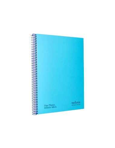 Cuaderno espiral navigator a4 tapa dura 80h 80gr cuadro 4mm con margen azul claro