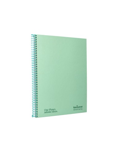 Cuaderno espiral navigator a4 tapa dura 80h 80gr cuadro 4mm con margen menta