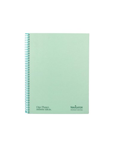 Cuaderno espiral navigator a4 tapa dura 80h 80gr cuadro 4mm con margen menta