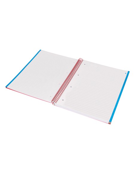 Cuaderno espiral navigator a4 micro tapa forrada 120h 80gr horizontal 5 bandas 4 taladros color rojo