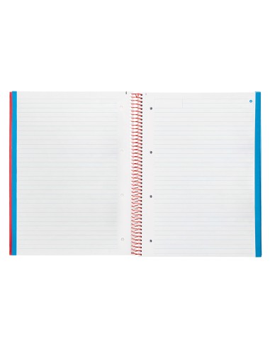 Cuaderno espiral navigator a4 micro tapa forrada 120h 80gr horizontal 5 bandas 4 taladros color rojo