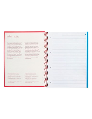 Cuaderno espiral navigator a4 micro tapa forrada 120h 80gr horizontal 5 bandas 4 taladros color rojo