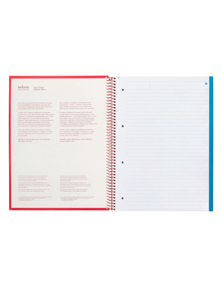 Cuaderno espiral navigator a4 micro tapa forrada 120h 80gr horizontal 5 bandas 4 taladros color rojo