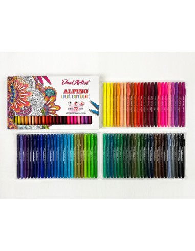 Rotulador alpino dual artist doble punta color experience estuche de 72 unidades colores surtidos