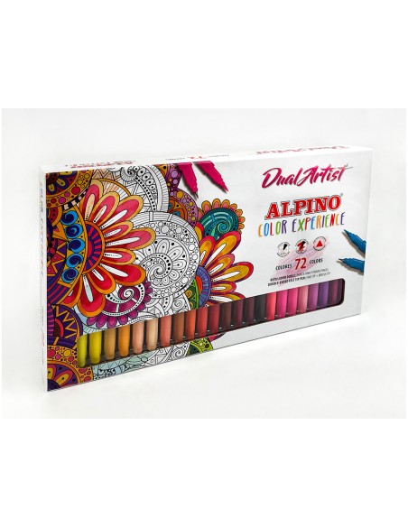 Rotulador alpino dual artist doble punta color experience estuche de 72 unidades colores surtidos
