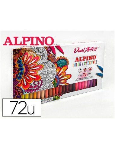 Rotulador alpino dual artist doble punta color experience estuche de 72 unidades colores surtidos