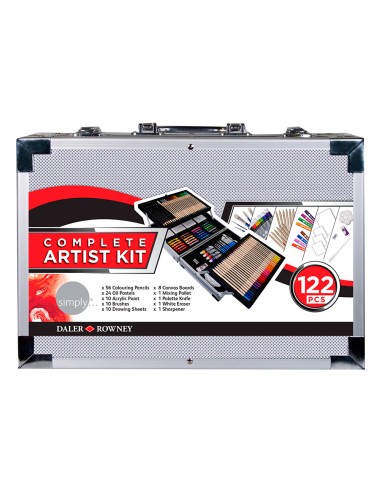 Maletin de pinturas daler rowney metalico 122 piezas 347x94x240 mm