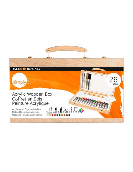 Maletin de pinturas acrilicas daler rowney madera 26 piezas 334x204x50 mm Maletin de pinturas acrilicas daler rowney madera 26 piezas 334x204x50 mm