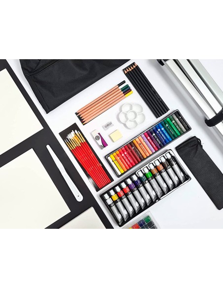 Set de pinturas daler rowney 115 piezas con caballete de aluminio plegable 457x73x584 mm Set de pinturas daler rowney 115 piezas con caballete de aluminio plegable 457x73x584 mm