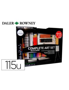 Set de pinturas daler rowney 115 piezas con caballete de aluminio plegable 457x73x584 mm