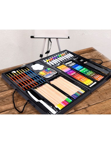 Set de pinturas daler rowney 163 piezas con caballete de aluminio plegable 500x70x727 mm