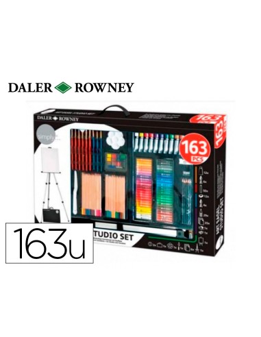 Set de pinturas daler rowney 163 piezas con caballete de aluminio plegable 500x70x727 mm