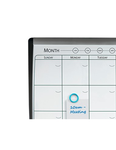 Planificador mensual nobo magnetico tablero corcho horizontal con marco arqueado plata y negro 585x430 mm