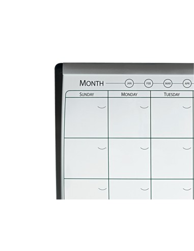 Planificador mensual nobo magnetico tablero corcho horizontal con marco arqueado plata y negro 585x430 mm