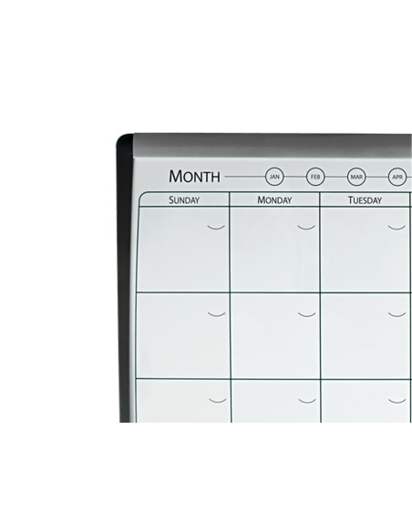 Planificador mensual nobo magnetico tablero corcho horizontal con marco arqueado plata y negro 585x430 mm