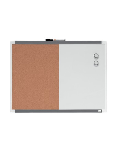 Pizarra blanca nobo magnetica con tablero de corcho 585x430 mm