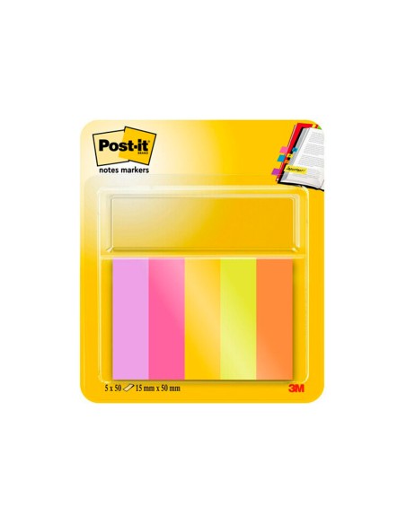 Bloc de notas adhesivas quita y pon post it mininotas energetic colour 15 x 50 mm 50 hojas pack de 5 unidades