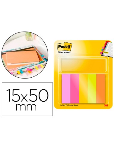 Bloc de notas adhesivas quita y pon post it mininotas energetic colour 15 x 50 mm 50 hojas pack de 5 unidades