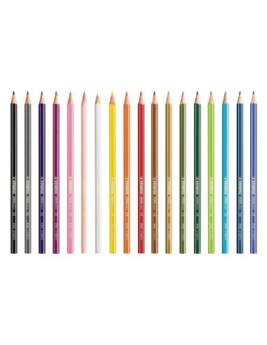 Lapices de colores stabilo green colors con certificado fsc estuche carton de 18 unidades colores surtidos