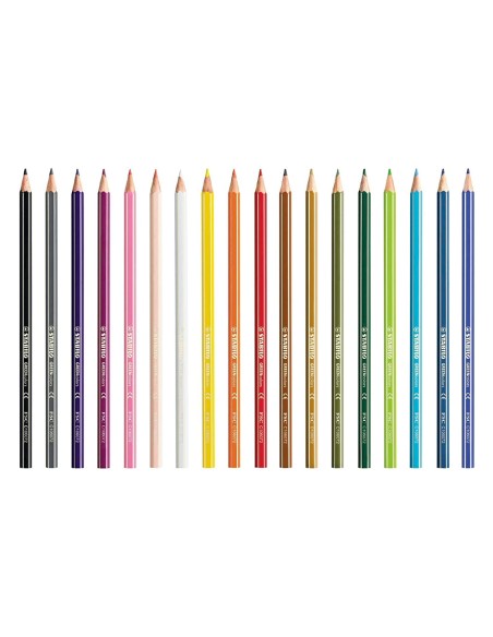 Lapices de colores stabilo green colors con certificado fsc estuche carton de 18 unidades colores surtidos