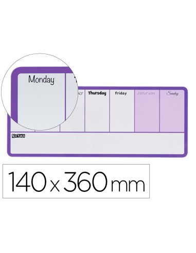 Planificador semanal nobo magnetico color violeta 140x360 mm