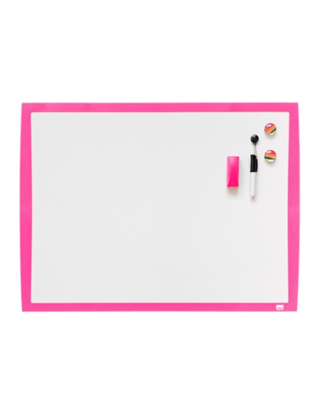 Pizarra blanca nobo magnetica marco fucsia 430x585 mm