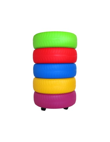 Carro portaneumaticos sumo didactic 5 neumaticos colores surtidos 60 cm diametro x 95 cm