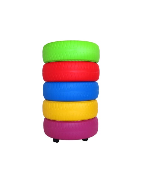 Carro portaneumaticos sumo didactic 5 neumaticos colores surtidos 60 cm diametro x 95 cm