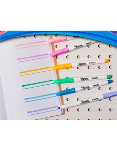 Rotulador sharpie permanente s note punta biselada trazo 12 387 mm blister 4 unidades colores surtidos