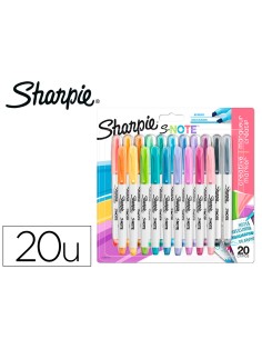 Rotulador sharpie permanente s note punta biselada trazo 12 387 mm blister 20 unidades colores surtidos