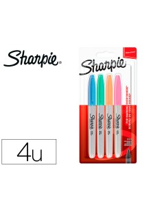 Rotulador sharpie permanente fino blister 4 unidades colores pastel surtidos