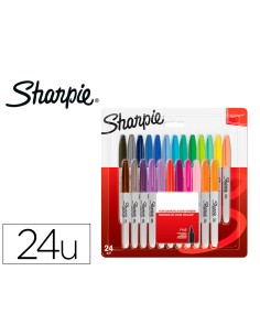 Rotulador sharpie permanente fino blister 24 unidades colores surtidos