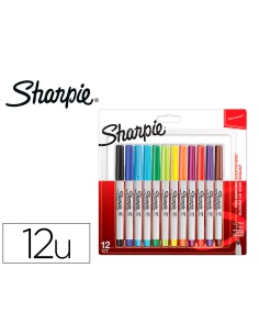 Rotulador sharpie permanente ultrafino blister 12 unidades colores surtidos