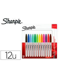 Rotulador sharpie permanente fino blister 12 unidades colores surtidos