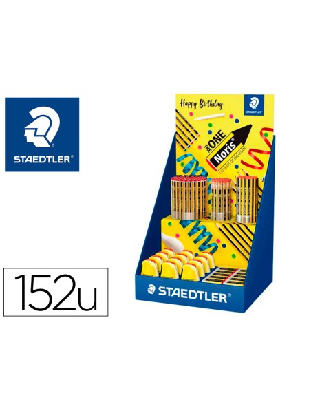 Expositor sobremesa staedtler noris 120 diseno feliz aniversario 152 unidades surtidas 383x382x250 mm