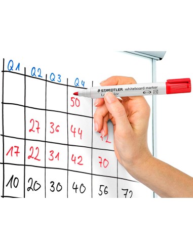 Rotulador staedtler lumocolor 351 para pizarra blanca punta redonda 2 mm recargable color rojo