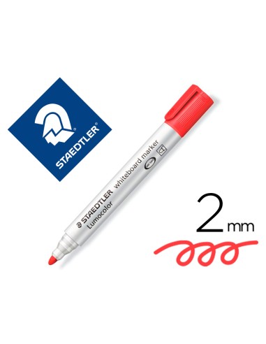 Rotulador staedtler lumocolor 351 para pizarra blanca punta redonda 2 mm recargable color rojo