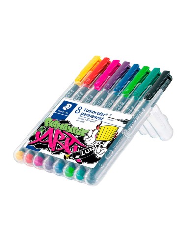 Rotulador staedtler lumocolor retroproyeccion punta de fibra 318 estuche de 8 unidades colores surtidos