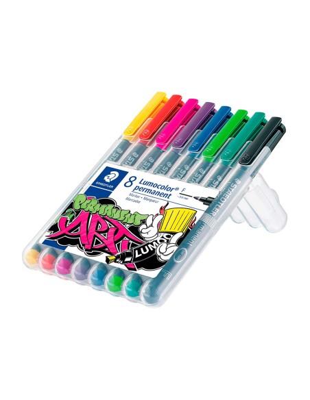 Rotulador staedtler lumocolor retroproyeccion punta de fibra 318 estuche de 8 unidades colores surtidos