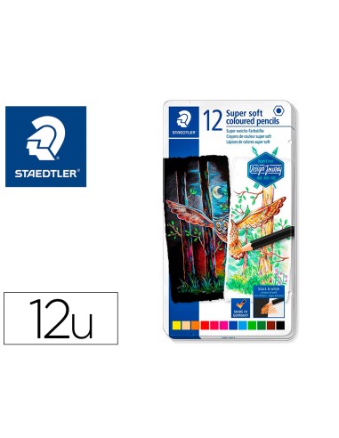 Lapices de colores staedtler super soft caja metal de 12 colores surtidos