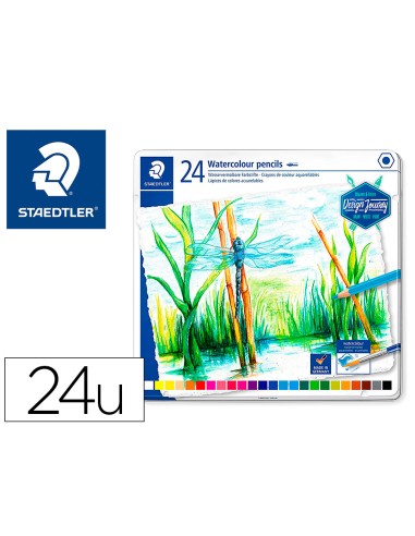 Lapices de colores staedtler acuarelables caja metal de 24 unidades colores surtidos