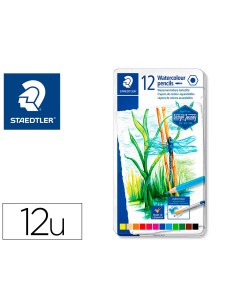 Lapices de colores staedtler acuarelables caja metal de 12 unidades colores surtidos