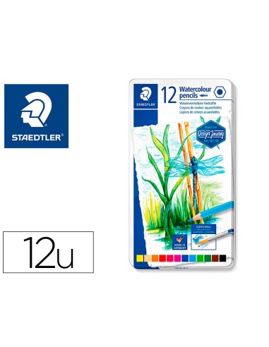 Lapices de colores staedtler acuarelables caja metal de 12 unidades colores surtidos