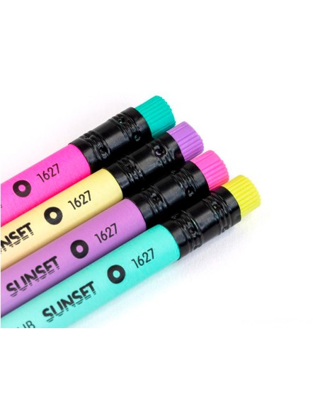 Lapices de grafito milan sunset hb madera negra de tilo con goma de borrar colores surtidos