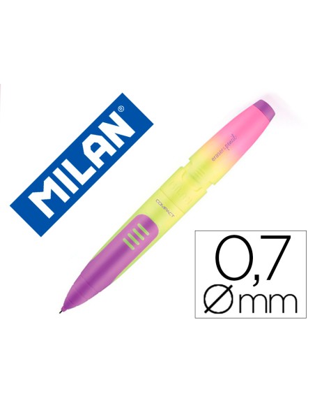 Portaminas milan compact sunset 07 mm con goma de borrar colores surtidos Portaminas milan compact sunset 07 mm con goma de borrar colores surtidos