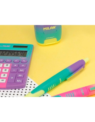 Boligrafo milan compact sunset retractil tinta azul punta 1 mm colores surtidos