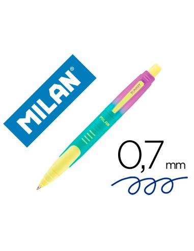 Boligrafo milan compact sunset retractil tinta azul punta 1 mm colores surtidos