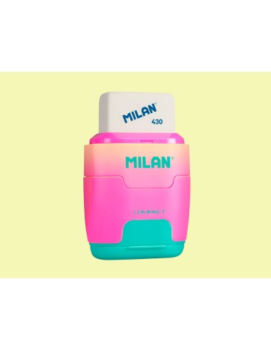 Sacapuntas milan compact sunset plastico 2 usos con goma de borrar colores surtidos