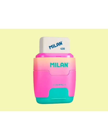 Sacapuntas milan compact sunset plastico 2 usos con goma de borrar colores surtidos Sacapuntas milan compact sunset plastico 2 usos con goma de borrar colores surtidos
